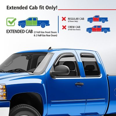 Image showing  In-Channel Window Deflectors Shatterproof for Chevy Silverado/GMC 1500 Sierra 2007-2013 Extended Cab, 4 pc. GY003418LP