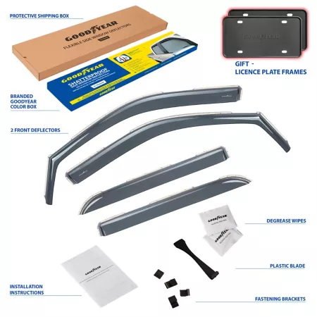 Goodyear Shatterproof Integrated Window Deflectors for Dodge RAM 09-18 Crew Cab 4 Pieces. Window Deflectors