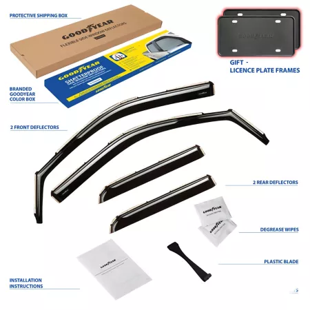 Goodyear Shatterproof Integrated Window Deflectors for Dodge RAM 19-23 Quad Cab 4 Pieces. Window Deflectors