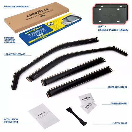 Goodyear Shatterproof Integrated Window Deflectors for Ford Explorer 11-19 4 pieces. Window Deflectors