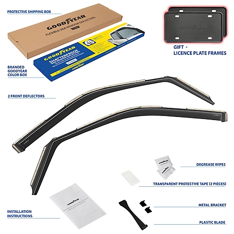 Goodyear In-Channel Window Deflectors Shatterproof for Ford F150 21-23 Regular Cab, 2 pc.