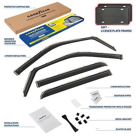 Goodyear In-Channel Window Deflectors Shatterproof for Ford F150 21-23 SuperCrew, 4 pc.