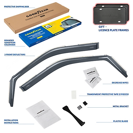 Goodyear In-Channel Window Deflectors Shatterproof for Ford F150 15-20 Regular Cab, 2 pc.