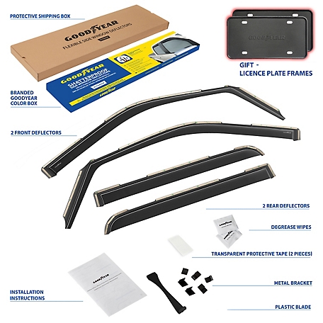 Goodyear In-Channel Window Deflectors Shatterproof for Ford F150 15-20 SuperCrew, 4 pc.