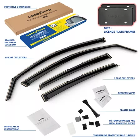 Goodyear Shatterproof Integrated Window Deflectors for Honda Civic 16-21 Sedan 4 Pieces. Window Deflectors