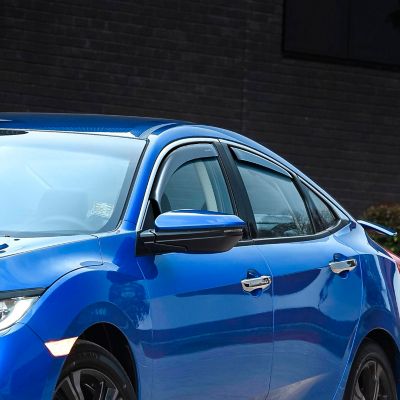 Image showing  In-Channel Window Deflectors Shatterproof for Honda Civic 16-21 Sedan, 4 pc.