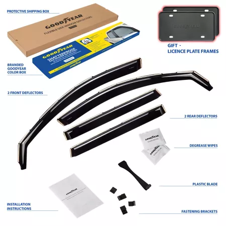 Goodyear Shatterproof Integrated Window Deflectors for Jeep Cherokee 14-23 4 pcs. Window Deflectors