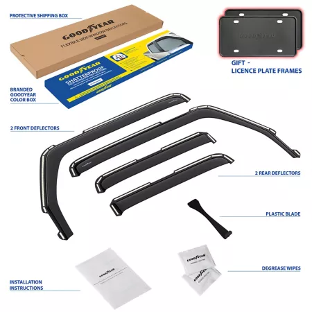 Goodyear Shatterproof Integrated Window Deflectors for Jeep Wrangler JK 07-18 4 pcs. Window Deflectors