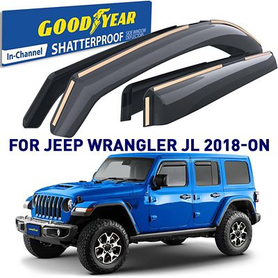 Goodyear In-Channel Window Deflectors Shatterproof for Jeep Wrangler JL 18-23, 4 pc.