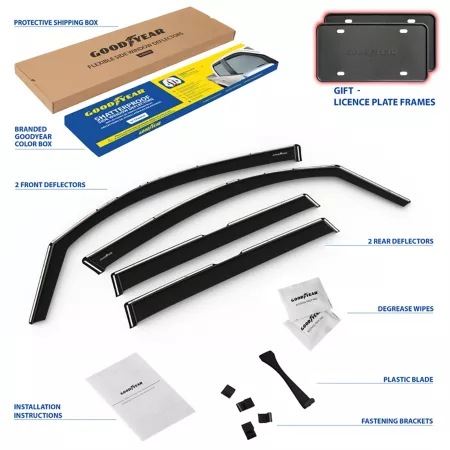 Goodyear Shatterproof Integrated Window Deflectors for Subaru Forester 19-23 4 pieces. Window Deflectors