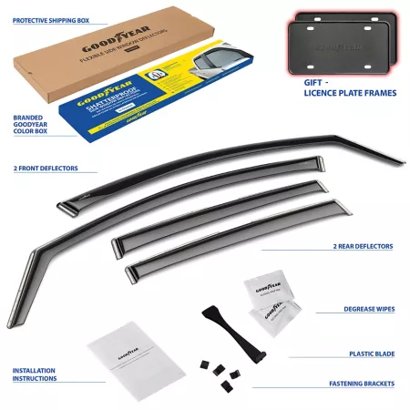 Goodyear Shatterproof Integrated Window Deflectors for Subaru XV Crosstrek 18-23 4 pieces. Window Deflectors