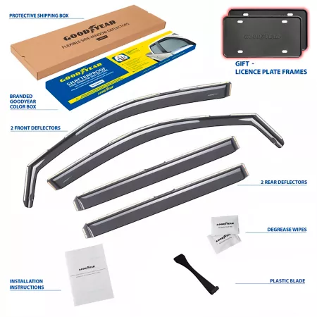 Goodyear Shatterproof Integrated Window Deflectors for Toyota Highlander 14-19 4 pieces. Window Deflectors