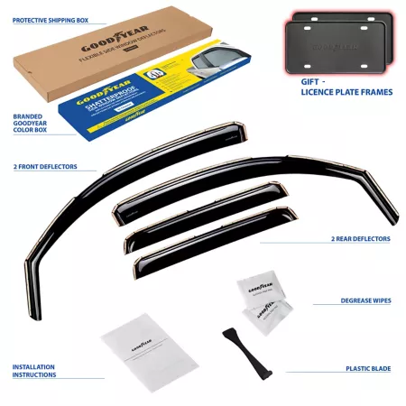 Goodyear In-Channel Shatterproof Window Deflectors for Toyota Tacoma 05-15 Double Cab 4 Pieces. Window Deflectors