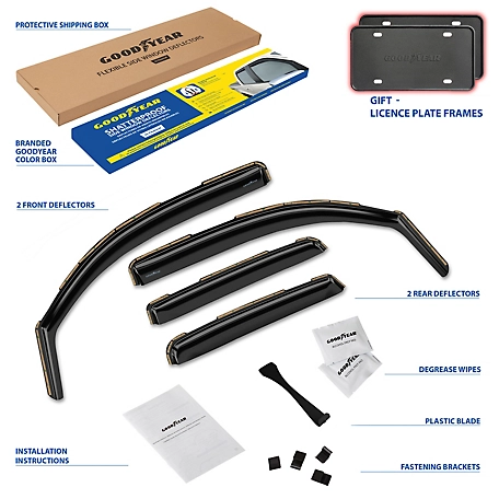 Goodyear In-Channel Window Deflectors Shatterproof for Toyota Tacoma 16-23 Double Cab, 4 pc.