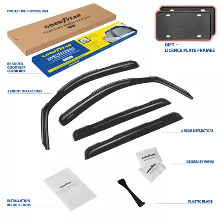 Goodyear Shatterproof Integrated Window Deflectors for Toyota Tundra 07-21 CrewMax 4 Pieces. Window Deflectors