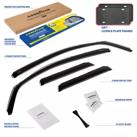 Goodyear Shatterproof Integrated Window Deflectors for Toyota Tundra 07-21 Double Cab 4 Pieces. Window Deflectors