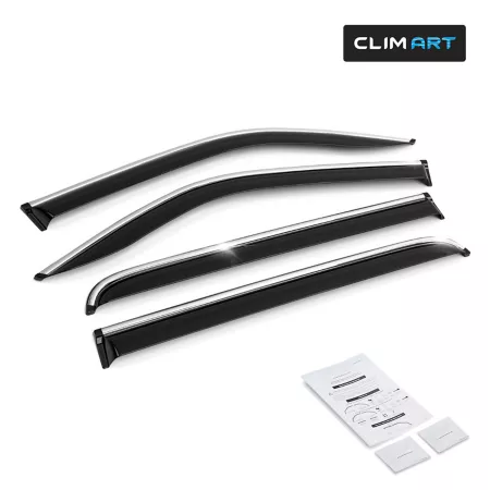 CLIM ART Extra Durable Chrome Tape Window Deflectors for Dodge RAM 19-23 Crew Cab Window Deflectors