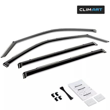 CLIM ART Extra Durable Integrated Window Deflectors for Toyota Tundra 22-23 CrewMax Window Deflectors