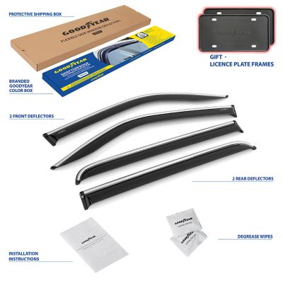 Goodyear Crome Trim Tape-On Window Deflectors Shatterproof for Dodge Ram 19-23 Crew Cab