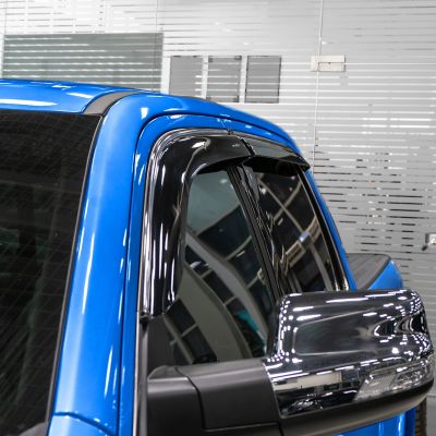 Image showing  Crome Trim Tape-On Window Deflectors Shatterproof for Dodge Ram 19-23 Crew Cab