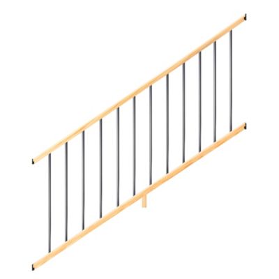 ProWood 6 ft. Southern Yellow Pine Moulded Stair Rail Kit with Aluminum Round Balusters