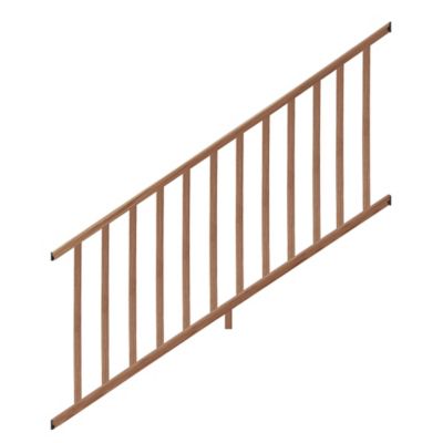 ProWood 6 ft. Walnut-Tone Southern Yellow Pine Moulded Stair Rail Kit with Se Balusters