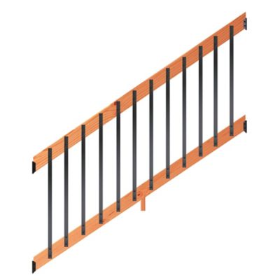 ProWood 6 ft. Redwood-Tone Southern Yellow Pine Stair Rail Kit with Aluminum Rectangular Balusters