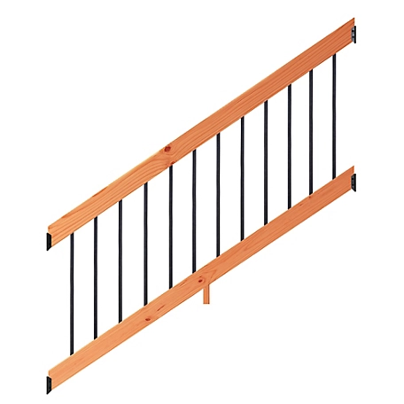 ProWood 6 ft. Redwood-Tone Southern Yellow Pine Stair Rail Kit with Aluminum Square Balusters