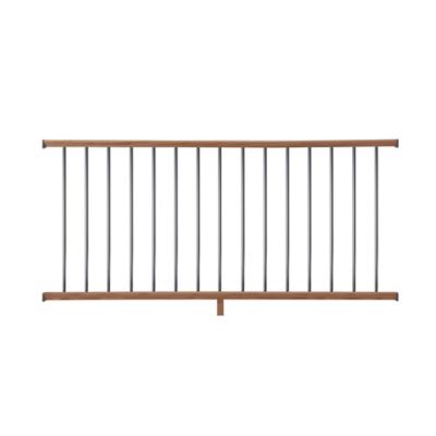 ProWood 6 ft. Walnut-Tone Southern Yellow Pine Moulded Rail Kit with Aluminum Round Balusters
