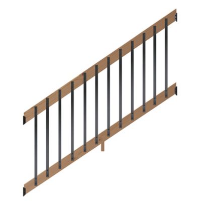 ProWood Southern Yellow Pine Stair Rail Kit with Aluminum Rectangular Balusters, 6 ft., Walnut-Tone