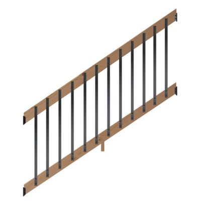 ProWood 6 ft. Walnut-Tone Southern Yellow Pine Stair Rail Kit with Aluminum Rectangular Balusters