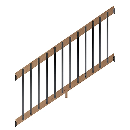 ProWood 6 ft. Walnut-Tone Southern Yellow Pine Stair Rail Kit with Aluminum Rectangular Balusters