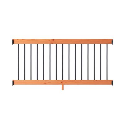ProWood 6 ft. Redwood-Tone Southern Yellow Pine Rail Kit with Aluminum Square Balusters