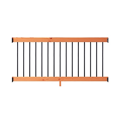 ProWood 6 ft. Redwood-Tone Southern Yellow Pine Rail Kit with Aluminum Square Balusters