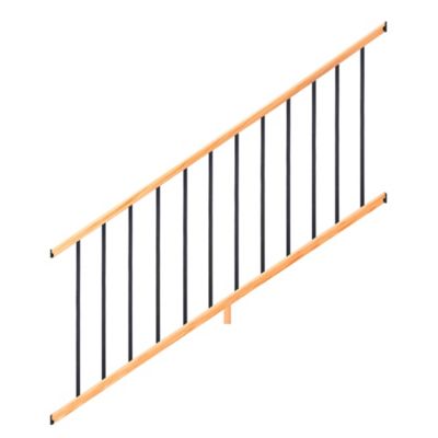 ProWood 6 ft. Cedar-Tone Southern Yellow Pine Moulded Stair Rail Kit with Aluminum Square Balusters