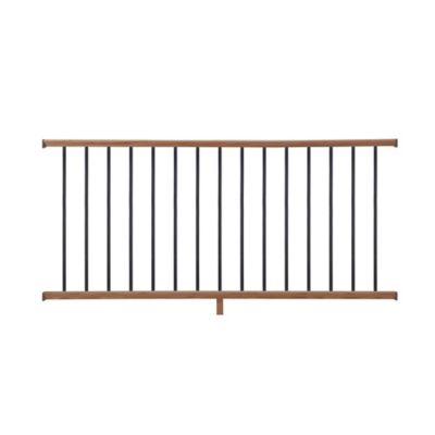 ProWood 6 ft. Walnut-Tone Southern Yellow Pine Moulded Rail Kit with Aluminum Square Balusters