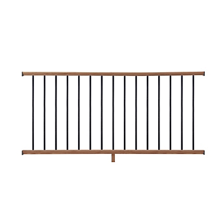 ProWood 6 ft. Walnut-Tone Southern Yellow Pine Moulded Rail Kit with Aluminum Square Balusters