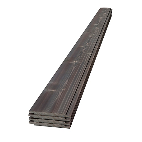 UFP-Edge Charred 1 in. x 6 in. x 6 ft. Pine Shiplap Board, Ash Gray (4 Pack)