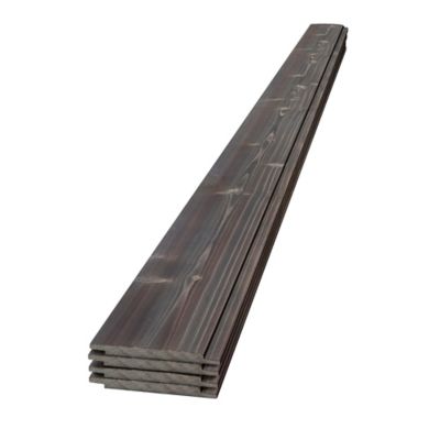EDGE 1 in. x 6 in. x 8 ft. Charred Pine Shiplap Boards, Ash Gray, 4-Pack
