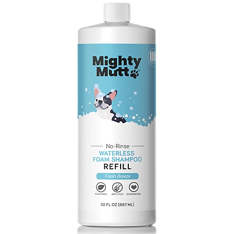 Mighty Mutt No-Rinse Waterless Foam All-Natural, Toxin-Free and Anti-Itch Dry Dog Shampoo Refill, 30 oz.