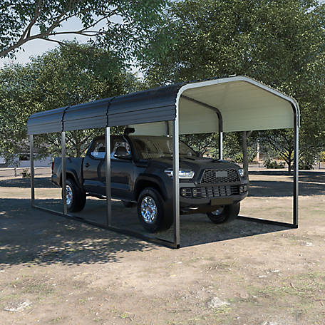 Veikous 10 ft. W x 15 ft. D Metal Carport Garage with Canopy and Shelter