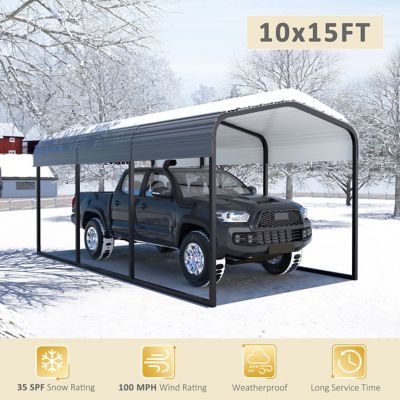 Image showing  10 ft. x 15 ft. Metal Carport Garage with Canopy and Shelter