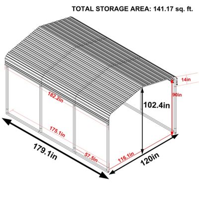 Image showing  10 ft. x 15 ft. Metal Carport Garage with Canopy and Shelter