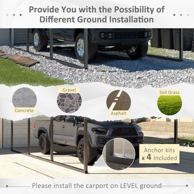 Image showing 6 th Veikous 10 x 15ft. Metal Carport Garage with Canopy and Shelter