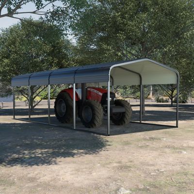 Veikous 12 ft. W x 20 ft. D Carport Garage Car Boat with Canopy and Shelter