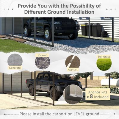 Image showing 6 th Veikous 12 x 20ft. Carport Garage Car Boat with Canopy and Shelter