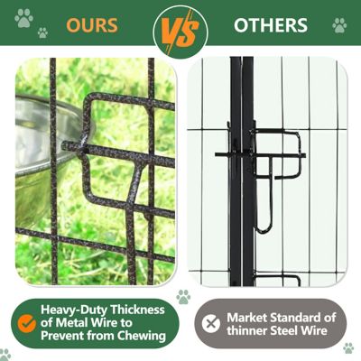 Image showing  6 ft. x 10 ft. x 10 ft. Welded Wire Outdoor Dog Kennel Enclosure with Rotating Feeding Door and Polyester Cover