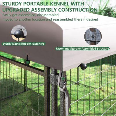 Image showing 7 th Veikous 6 x 10 x 10ft. Welded Wire Outdoor Dog Kennel Enclosure with Rotating Feeding Door and Polyester Cover
