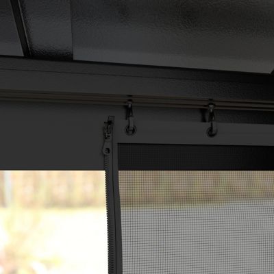 Image showing 8 th Veikous 20 W x 12 D ft. Aluminum Hardtop Gazebo with Double Roof and Black Netting