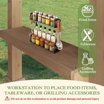 Image showing  10 x 8ft. Cedar Wood Grill Gazebo Outdoor with Steel Roof